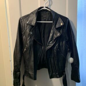 Elodie Black Leather Biker Jacket